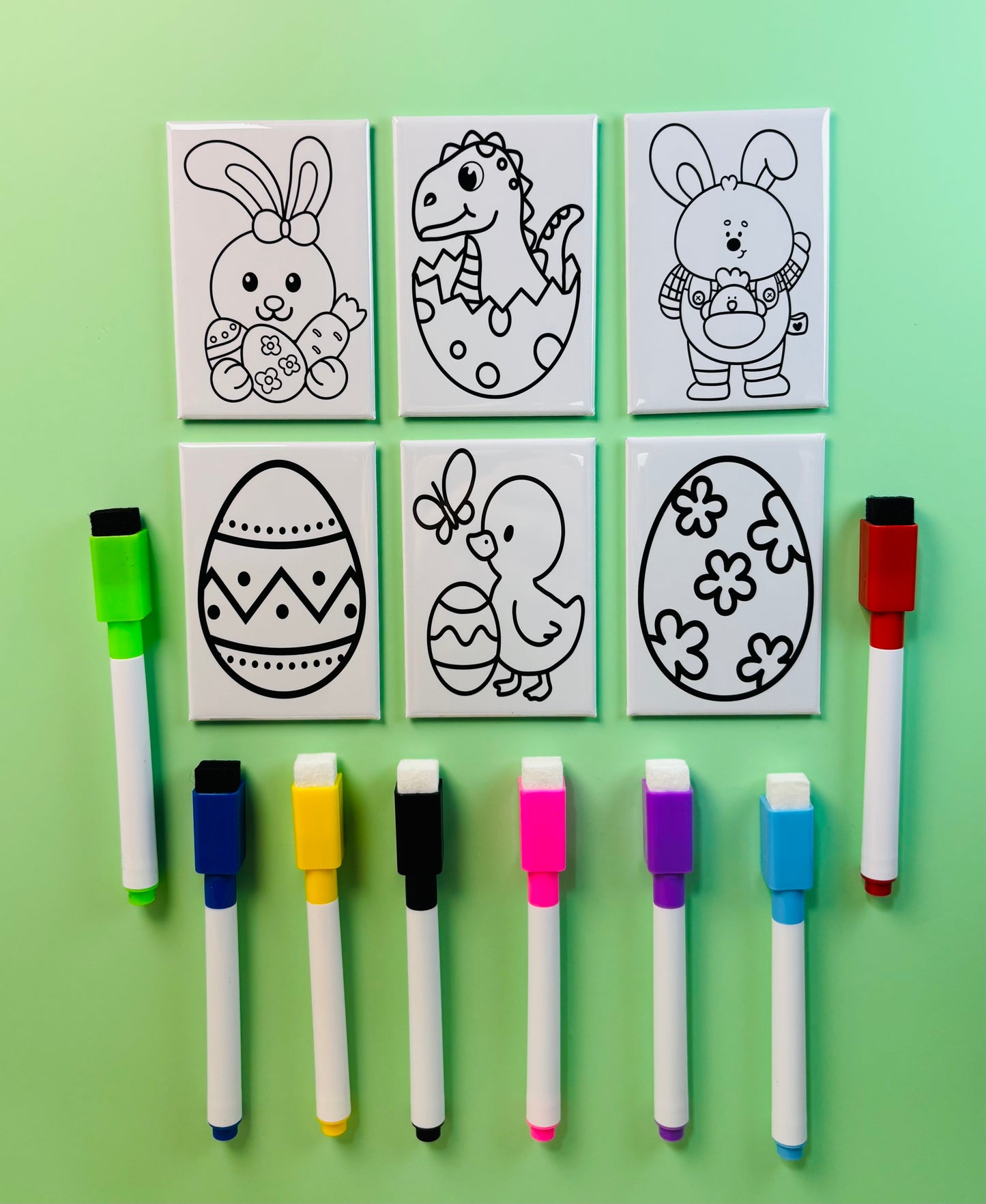 Easter Dry Erase Coloring Magnets 2x3 Rectangles (Set of 6)