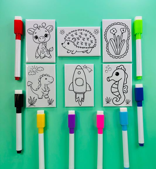 Little Adventures Dry Erase Coloring Magnets 2x3 Rectangles (Set of 6)